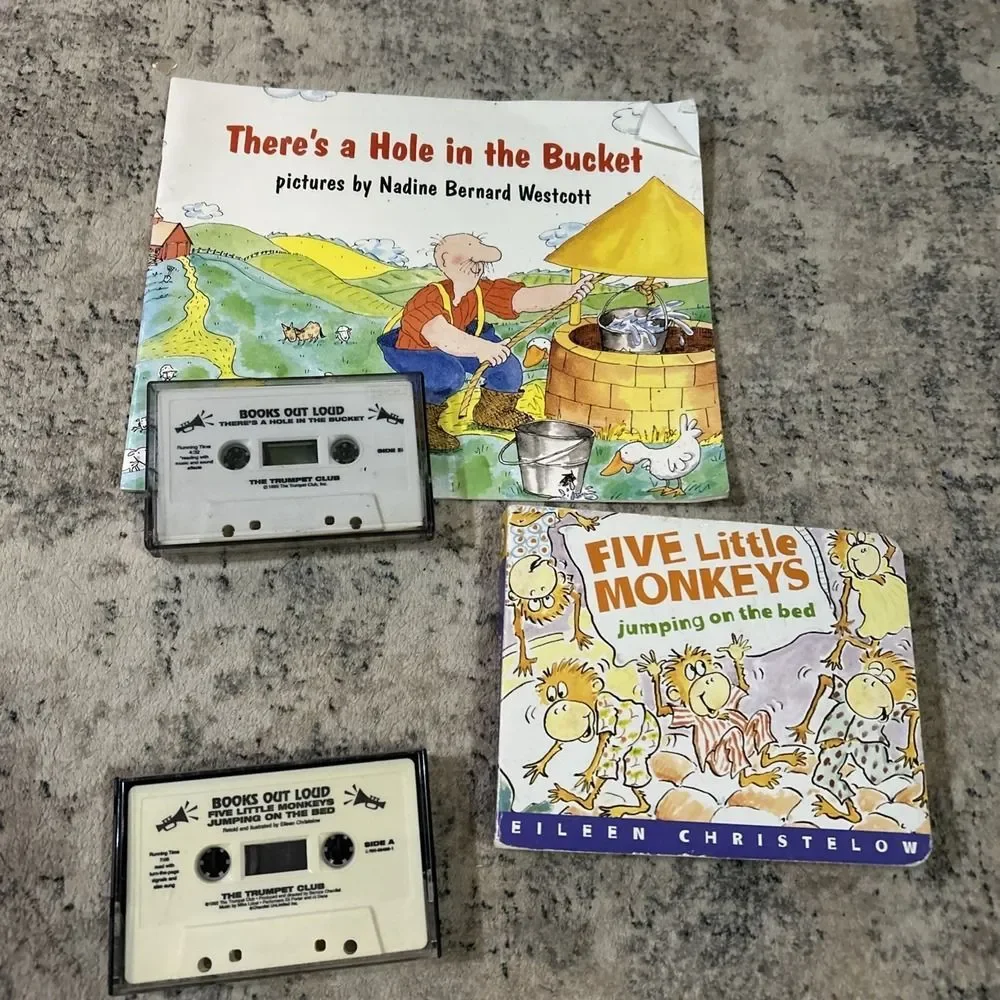 Audiobook Cassette Tape Paperback Set Of Two Five Little Monkeys Hole In Bucket